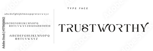 Lettering Minimalist Fashion. Elegant alphabet letters serif font and number. Typography fonts regular uppercase, lowercase.