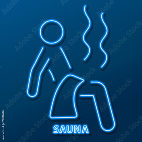 sauna neon sign, modern glowing banner design, colorful modern design trends. Vector illustration.