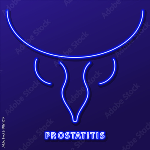 prostatitis neon sign, modern glowing banner design, colorful modern design trends. Vector illustration.