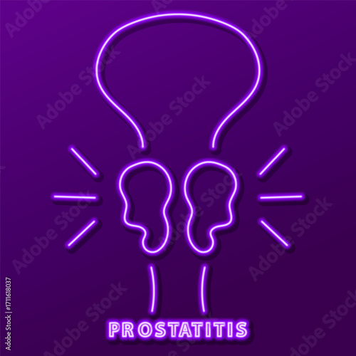 prostatitis neon sign, modern glowing banner design, colorful modern design trends. Vector illustration.