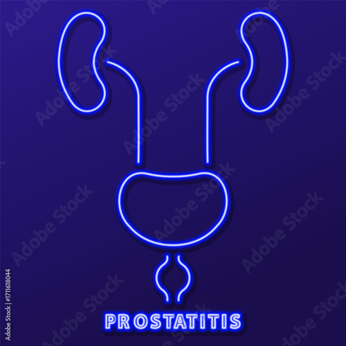 prostatitis neon sign, modern glowing banner design, colorful modern design trends. Vector illustration.