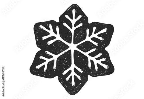 Intricate black and white snowflake design with geometric pattern - stock vector