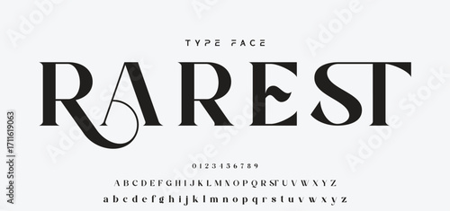 Elegant Font Uppercase and Number. Classic Lettering Minimal Fashion Designs. Typography modern serif fonts regular decorative vintage concept. vector illustration.