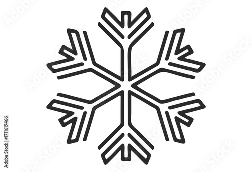 Black and white simplistic snowflake design with bold lines - stock vector