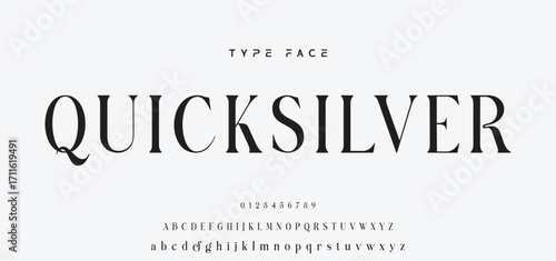 Elegant Font Uppercase and Number. Classic Lettering Minimal Fashion Designs. Typography modern serif fonts regular decorative vintage concept. vector illustration.