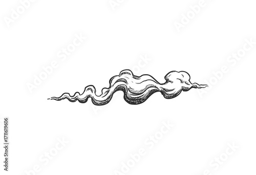 Vintage hand-drawn cloud sketch - atmospheric black and white art - stock vector