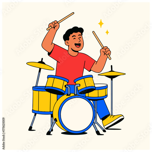 Drummer Playing Drum Kit – Live Music Performance