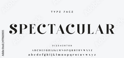 Elegant Font Uppercase and Number. Classic Lettering Minimal Fashion Designs. Typography modern serif fonts regular decorative vintage concept. vector illustration.
