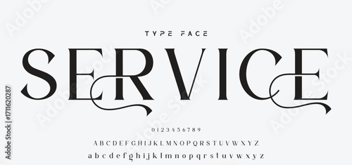 Elegant Font Uppercase and Number. Classic Lettering Minimal Fashion Designs. Typography modern serif fonts regular decorative vintage concept. vector illustration.