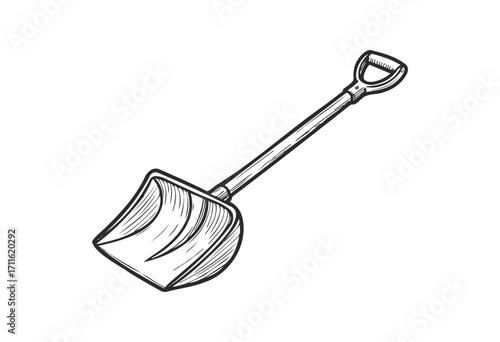 Hand-drawn illustration of a snow shovel - stock vector