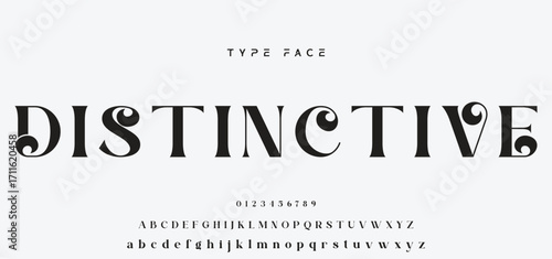 Elegant Font Uppercase and Number. Classic Lettering Minimal Fashion Designs. Typography modern serif fonts regular decorative vintage concept. vector illustration.