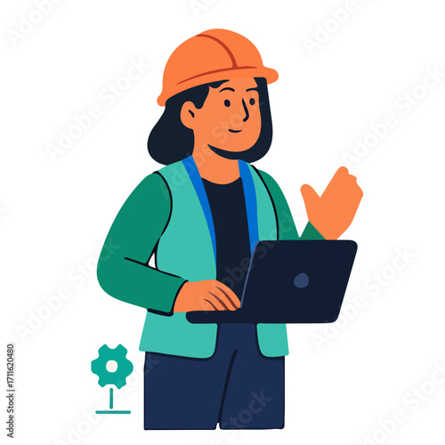 Female Engineer with Laptop — Construction & Project Management