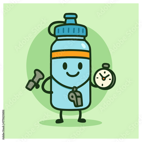 Water Bottle Coach Mascot – Hydration & Fitness
