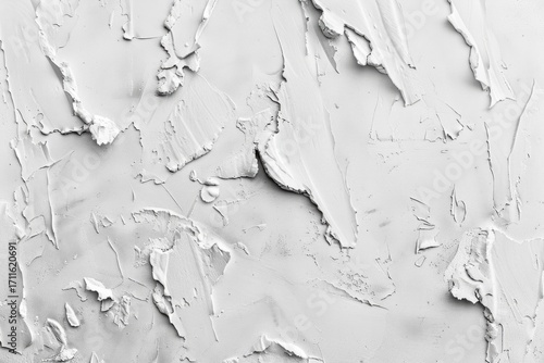 Photo of Rough peeled white plaster wall. Background texture for backdrops or mapping