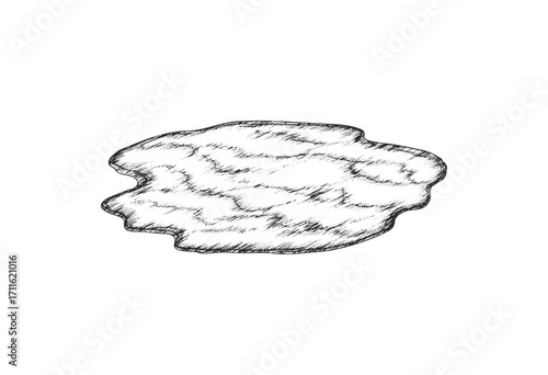 Hand-drawn thin pizza crust sketch with textured details - stock vector