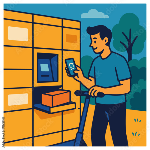 Accessible Parcel Locker Pickup – Contactless Delivery with Cane