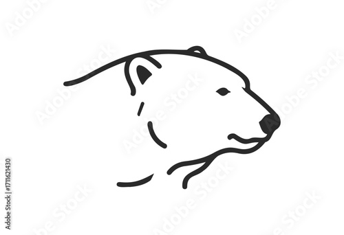 Minimalist polar bear profile outline - stock vector