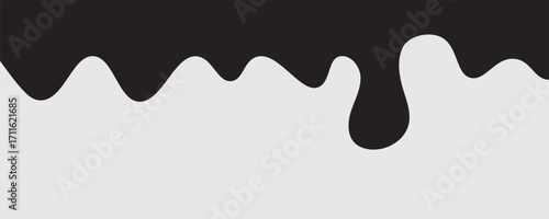 Black Liquid Flowing, spilled, drop, splash, leak concept vector paint drops icon.  Ink drip and black Melt Drips.  vector illustration.