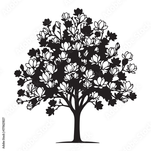 Magnolia Tree Silhouette Vector Illustration