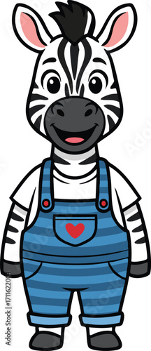 Zebra character wearing blue overalls