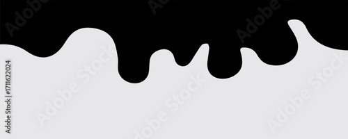 Black Liquid Flowing, spilled, drop, splash, leak concept vector paint drops icon.  Ink drip and black Melt Drips.  vector illustration.