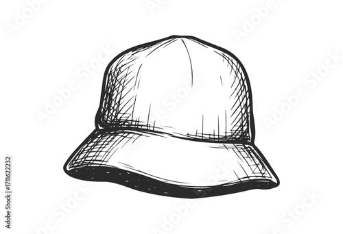 Hand-drawn sketch of a classic bucket hat - stock vector
