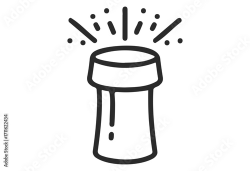 Minimalistic icon of champagne cork popping with sparkles - stock vector