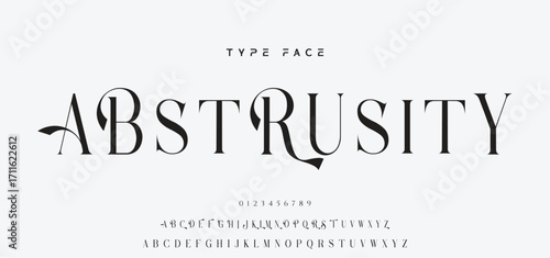 Elegant Font Uppercase and Number. Classic Lettering Minimal Fashion Designs. Typography modern serif fonts regular decorative vintage concept. vector illustration.