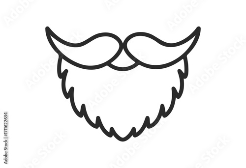 Minimalist line art of stylized beard and mustache design - stock vector