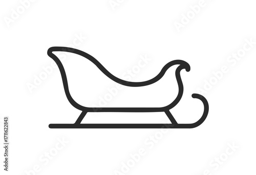 Black and white outline of a traditional winter sleigh icon design - stock vector