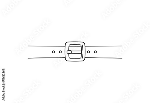 Simple black line drawing of a belt with buckle and holes - stock vector