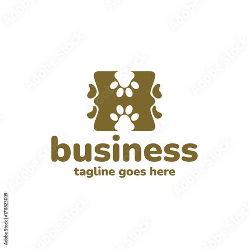 animal paw letter h logo vector