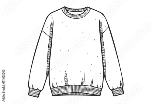 Hand-drawn cozy sweater illustration with ribbed details - stock vector
