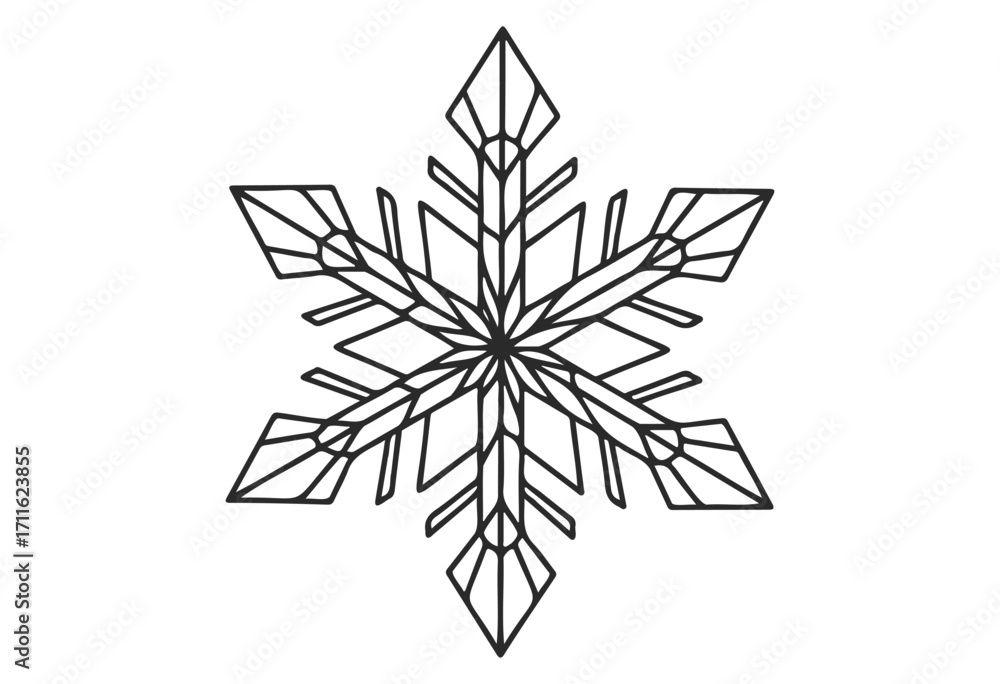 Fototapeta premium Geometric black and white snowflake design with symmetrical patterns - stock vector