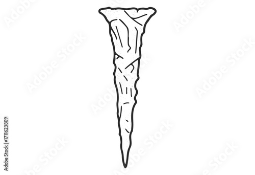 Detailed sketch of a large rustic iron nail - stock vector