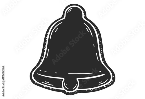 Vintage handbell sketch in black and white - stock vector