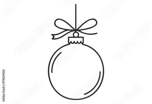 Black and white christmas ornament with bow illustration - stock vector