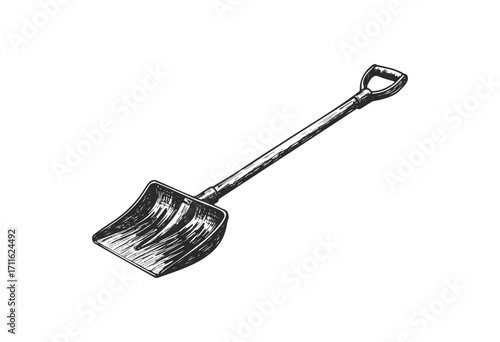 Hand-drawn shovel illustration - stock vector