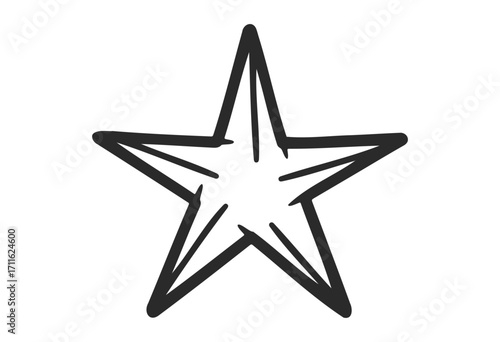 Hand-drawn black star outline illustration - stock vector