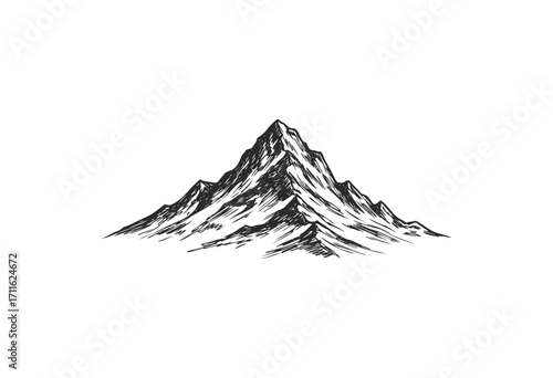 Hand-drawn mountain sketch illustration - stock vector