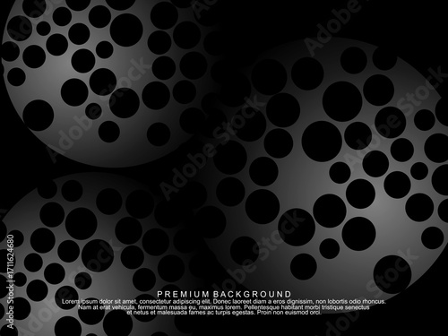 Black background with gradient black 3D abstract ball pattern with hole texture, suitable for digital technology themes, modern, etc.