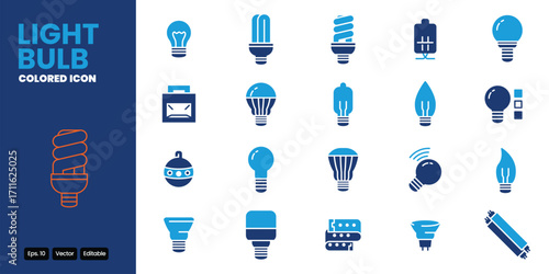 light bulb colored icon set vector design good for web and mobile app