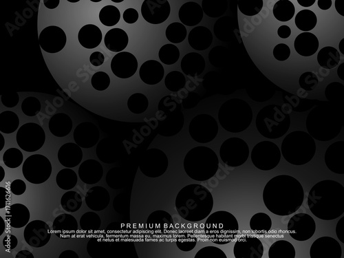Black background with gradient black 3D abstract ball pattern with hole texture, suitable for digital technology themes, modern, etc.