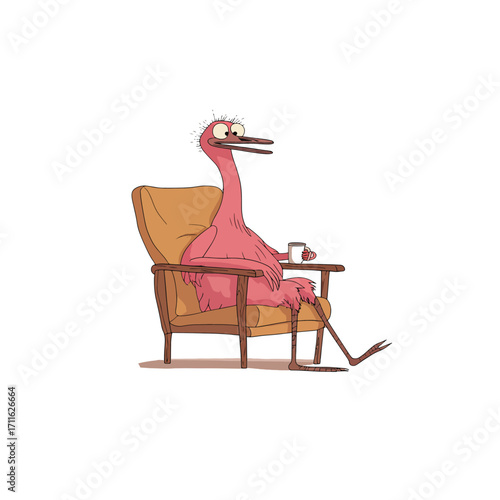 cartoon ostrich drawing