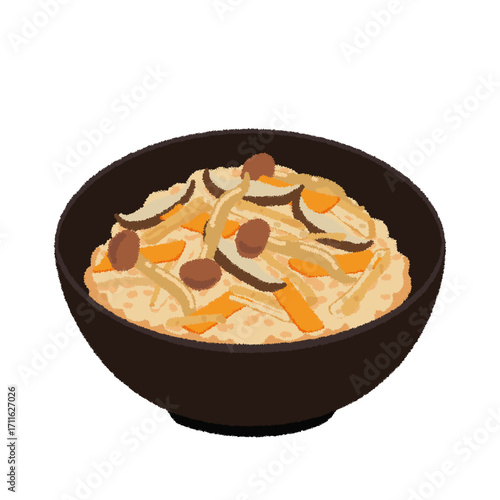 炊き込みご飯のイラスト