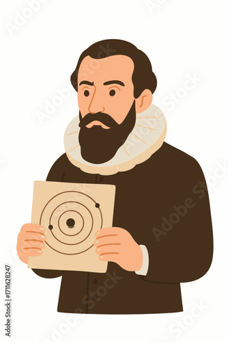 Portrait of Johannes Kepler Holding a Diagram of the Solar System