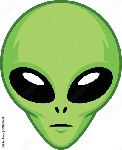 Green alien face extraterrestrial ufo sci-fi head vector