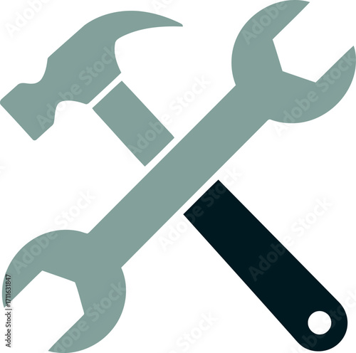 Crossed hammer wrench mechanic tools repair diy vector