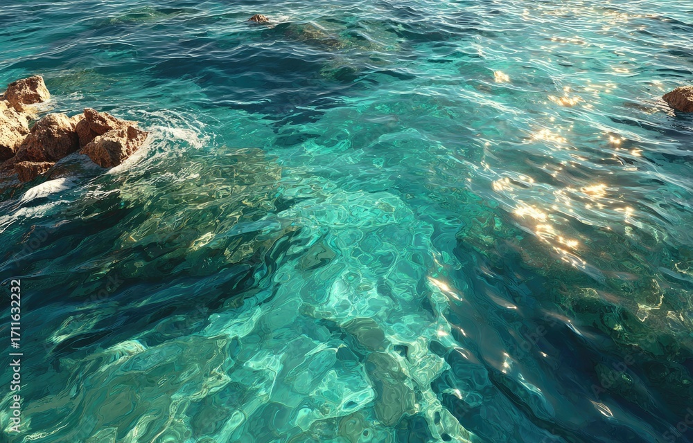 Obraz premium Clear turquoise water over rocks