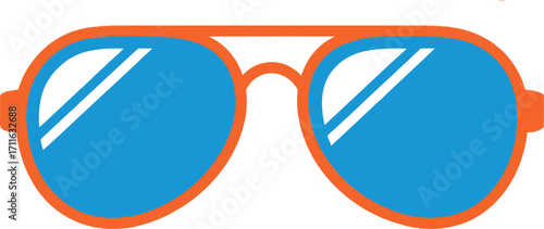 Vibrant orange aviator sunglasses blue reflective lenses summer style vector